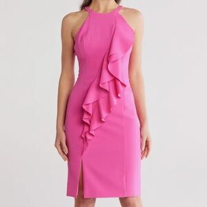 Vince Camuto Hot Pink Halter Dress (Size 12)